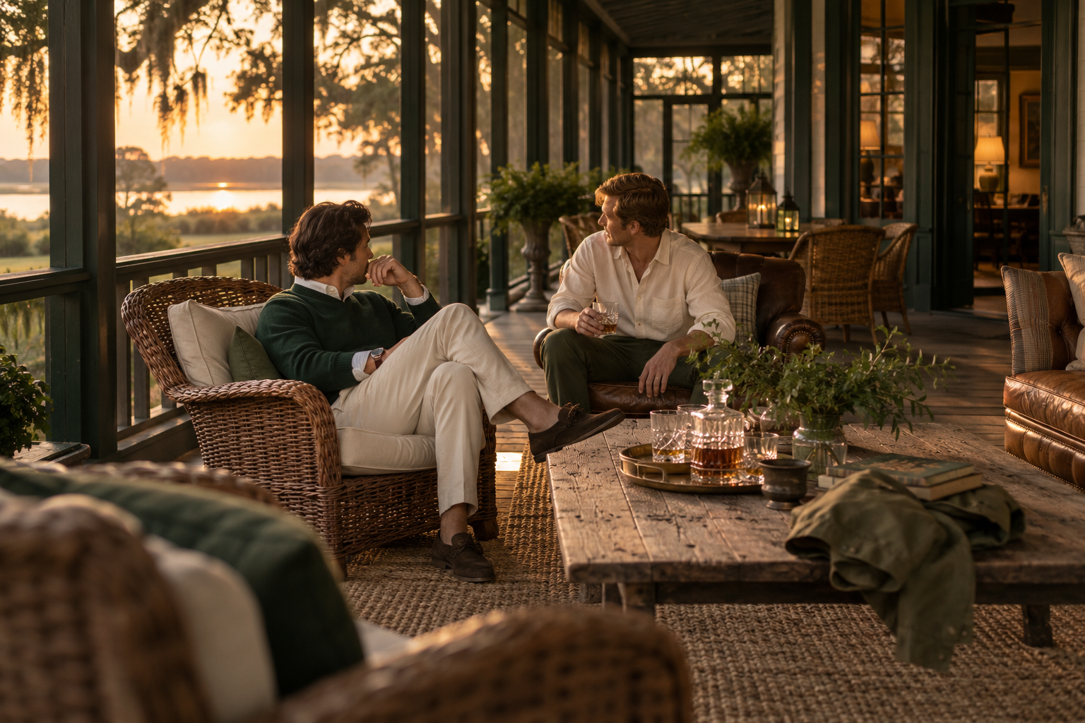 An evening on a Southern clubhouse porch